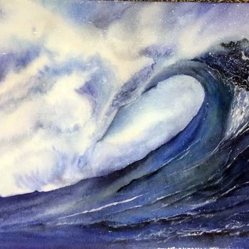 Pintura titulada "The ocean watercolo…" por Fangcai, Obra de arte original, Acuarela