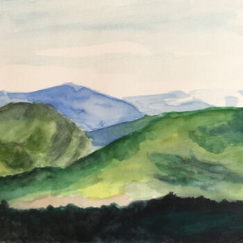 Painting titled "Montagnes" by Camille Rouschmeyer, Original Artwork, Watercolor