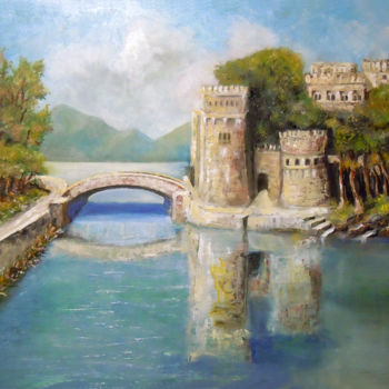 Painting titled "Landscape - Darsena" by Cam Brivio, Original Artwork, Oil