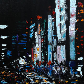 Painting titled "Tokio City Lights" by Camilo Flores, Original Artwork, Oil