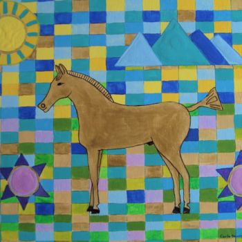 Schilderij getiteld "Egyptian Horse Mosa…" door Carla Dancey, Origineel Kunstwerk, Acryl