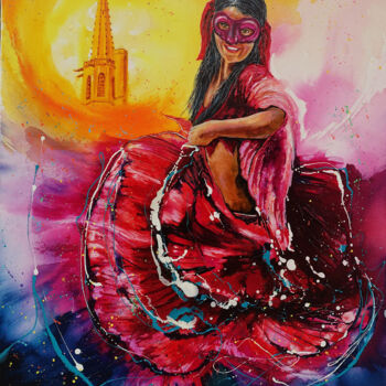 Картина под названием "Esmeralda" - Jean-Michel Canal, Подлинное произведение искусства, Акрил Установлен на Деревянная рама…