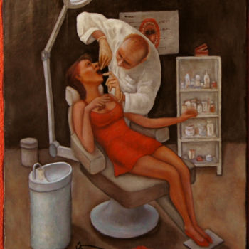 Картина под названием "Il dentista" - Nunzio Capece, Подлинное произведение искусства, Масло