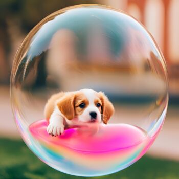 Artes digitais intitulada "Dog bubble" por Caprice, Obras de arte originais, Imagem gerada por IA