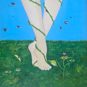 Pintura titulada "Jardin voyeur" por Cara Keya, Obra de arte original, Acrílico