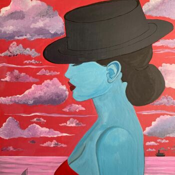 Pintura titulada "Rouge est le ciel" por Cara Keya, Obra de arte original, Acrílico Montado en Bastidor de camilla de madera