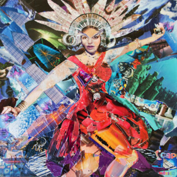 Collages intitulée "Showgirl" par Caren Keyser, Œuvre d'art originale, Collages