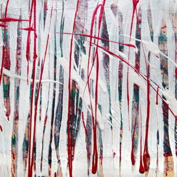 Peinture intitulée "Red and White" par Caren Keyser, Œuvre d'art originale, Acrylique