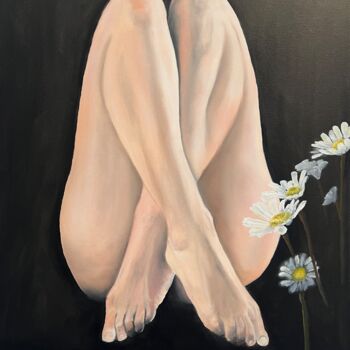 Painting titled "The Innocent Daisy" by Carina Martins, Original Artwork, Oil