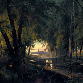 Pintura titulada "Chemin forestier su…" por Carl Blechen, Obra de arte original, Oleo