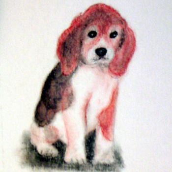 Schilderij getiteld "Beagle" door Carlie Buehl, Origineel Kunstwerk