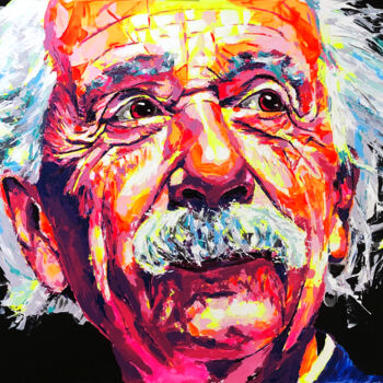 Estampas & grabados titulada "Einstein" por Carlo Bzdok, Obra de arte original, Impresión digital Montado en Panel de madera