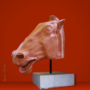 Escultura titulada "Cabeza de caballo A…" por Carlos Arrabal, Obra de arte original, Terracota