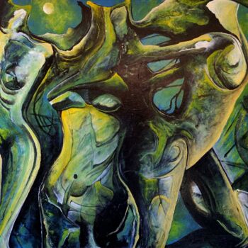 Malerei mit dem Titel "Divines Creatures" von Carlos Paredes Colin, Original-Kunstwerk, Acryl