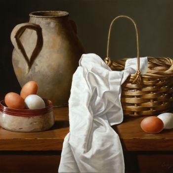 Artes digitais intitulada "Eggs and Basket" por Carlos Reales, Obras de arte originais, Pintura digital