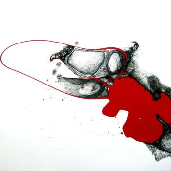 Pintura intitulada "Red drawing" por Carlos Ganhão Calado, Obras de arte originais, Tinta