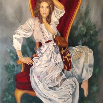 Painting titled "JEUNE FILLE DANS UN…" by Carmen Berluti, Original Artwork, Oil