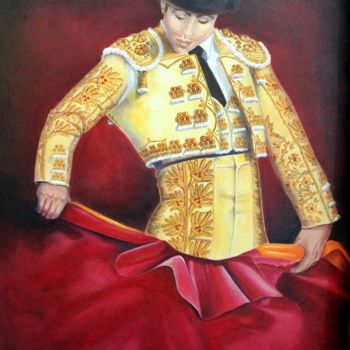 Painting titled "TORERO JAUNE" by Carmen Berluti, Original Artwork, Oil