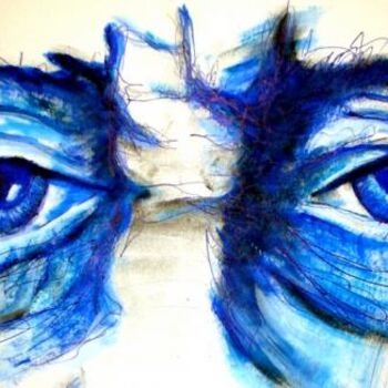 Peinture intitulée "MIRADA AZUL (apunte…" par Carmen G. Junyent, Œuvre d'art originale, Acrylique