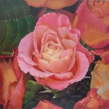 Peinture intitulée "Rosa grade" par Carmen Gimeno Piquer, Œuvre d'art originale, Huile Monté sur Châssis en bois