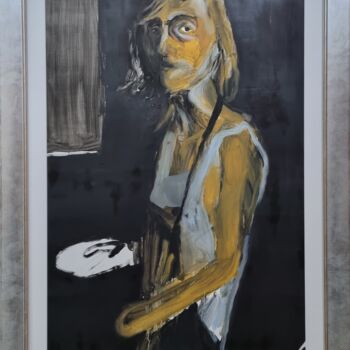 Schilderij getiteld "Autorretrato Manca" door Carmen Selma, Origineel Kunstwerk, Olie