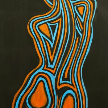 Painting titled "Painted Body Orange…" by Carmen Tyrrell, Original Artwork, Acrylic