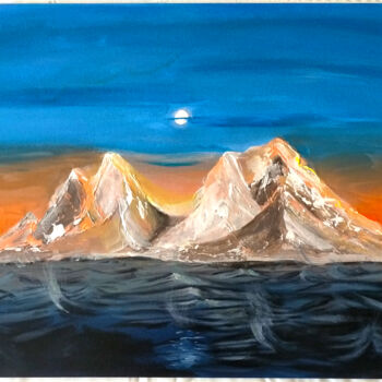 Peinture intitulée "Montagne" par Caroline Coupaye, Œuvre d'art originale, Acrylique