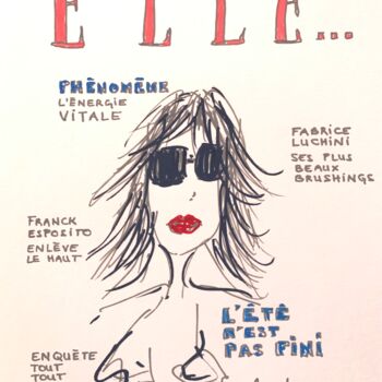 Drawing titled "Mon ELLE" by Caroline Montigneaux, Original Artwork, Marker