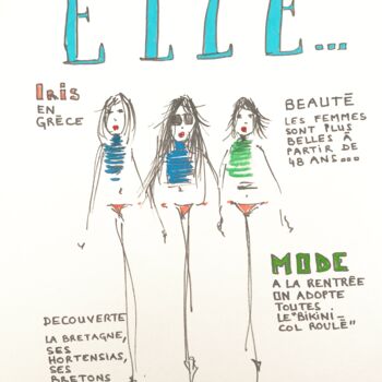 Disegno intitolato "Mon Elle 2" da Caroline Montigneaux, Opera d'arte originale, Pennarello