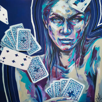 Painting titled "Cardy Pokerface - P…" by Carolyn Mielke (carographic), Original Artwork, Acrylic Mounted on Wood Stretcher…