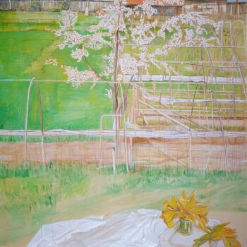 Painting titled "plum tree in bloom…" by Cartasso, Original Artwork, Acrylic