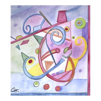 Painting titled "Figures géométriques" by Cathart, Original Artwork, Watercolor