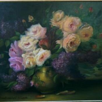 Pintura titulada "Copie : "Fleurs dan…" por Catherine Bantwell Huiban, Obra de arte original, Oleo Montado en Bastidor de ca…