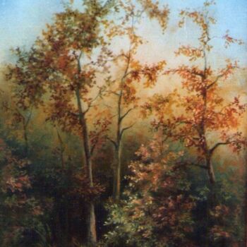 Pintura titulada "Sous bois de Barbiz…" por Catherine Bantwell Huiban, Obra de arte original, Oleo Montado en Bastidor de ca…