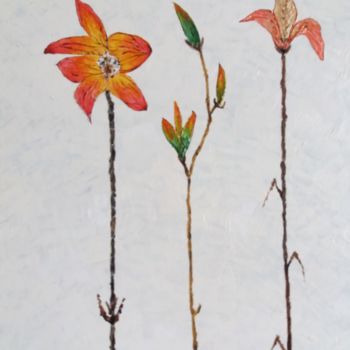 Painting titled "Les fleurs" by Catherine Bosser, Original Artwork, Stained glass painting