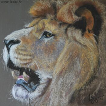 Painting titled "Le lion 2" by Catherine Costet (Lccat), Original Artwork, Pastel