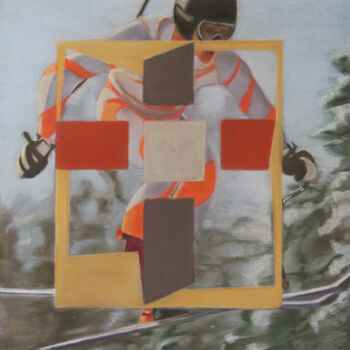 Painting titled "Ski" by Catherine Costet (Lccat), Original Artwork, Pastel