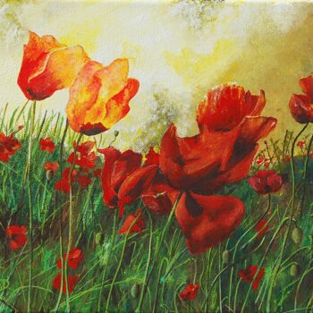 Painting titled "nouveaux-coquelicot…" by Catherine Digue - Turpin, Original Artwork