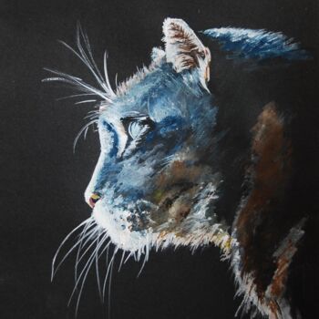 Painting titled "le-chat.jpg" by Catherine Digue - Turpin, Original Artwork