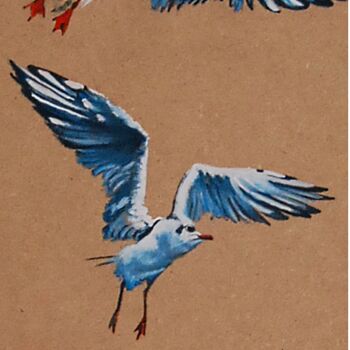 Painting titled "les-3-mouettes.png" by Catherine Digue - Turpin, Original Artwork, Gouache