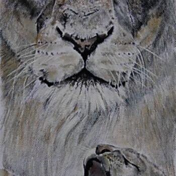 Painting titled "petit-lion2.png" by Catherine Digue - Turpin, Original Artwork, Gouache