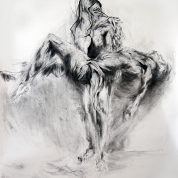 Drawing titled "Le Rapt" by Catherine Duchêne, Original Artwork, Charcoal