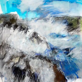 Drawing titled "QUAND LA VAGUE SE B…" by Catherine Duchêne, Original Artwork, Acrylic Mounted on Cardboard