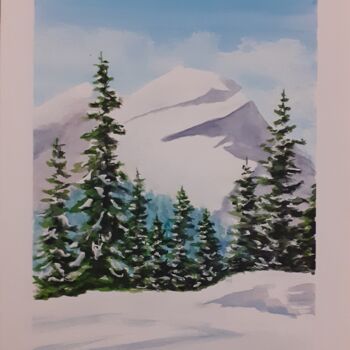 Painting titled "Hiver blanc" by Catherine Dufrene (Katy), Original Artwork, Watercolor