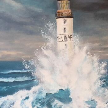 Pintura intitulada "phare breton" por Catherine Gillion, Obras de arte originais, Óleo