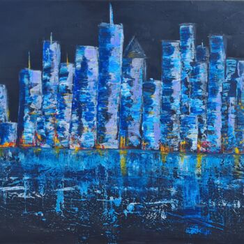 Peinture intitulée "City Night" par Catherine Jacomet, Œuvre d'art originale, Acrylique