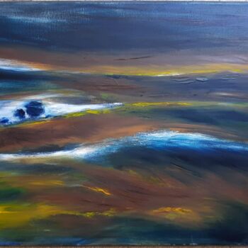 Peinture intitulée "Golden horizon" par Catherine Lecomte (Catell), Œuvre d'art originale, Huile