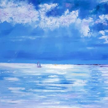 Pintura titulada "Mer bleue" por Catherine Meyza, Obra de arte original, Oleo