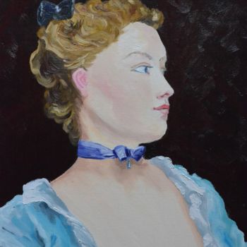Peinture intitulée "Jeune femme" par Andromaque, Œuvre d'art originale, Huile