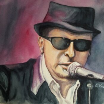 Painting titled "Bashung .jpg" by Catherine Vacle, Original Artwork, Watercolor
